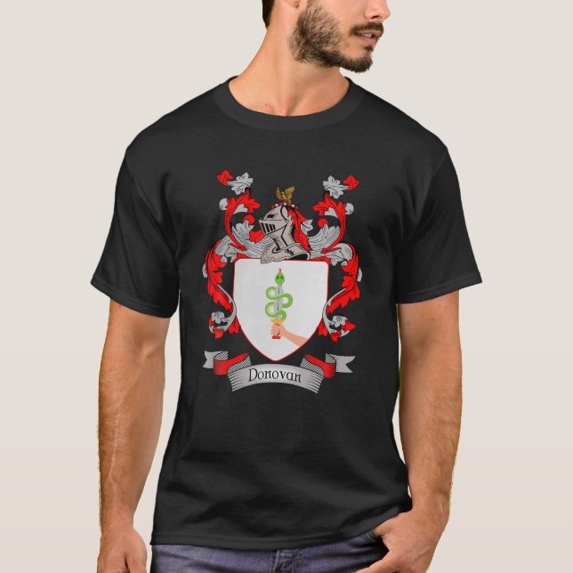 Donovan Coat Of Arms | Donovan Surname Family Cres T-Shirt (Front)