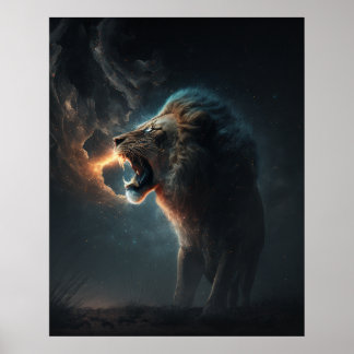 Don't approach angry lion poster