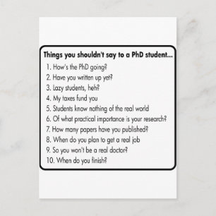 Don't ask a PhD Postcard