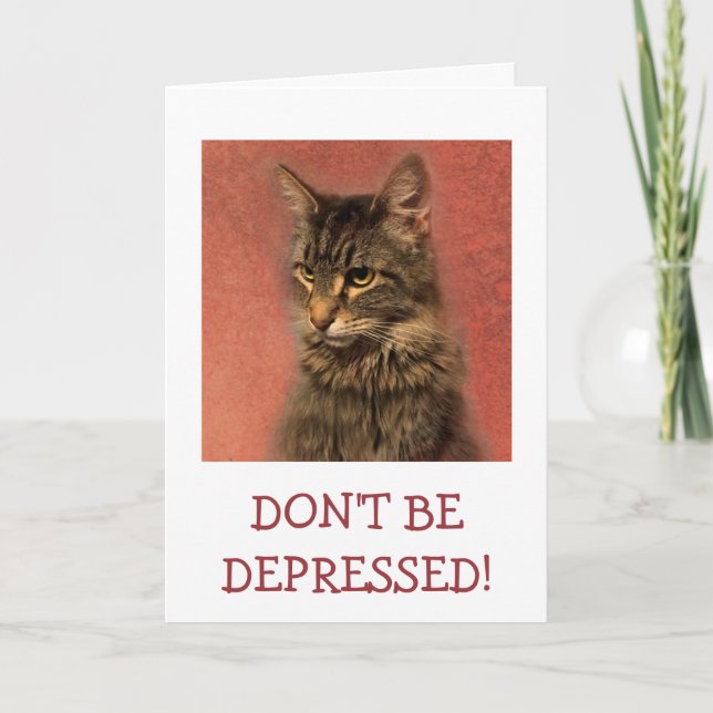 Don't Be Depressed, Fifty An Fabulous Cat Birthday Card (Front)