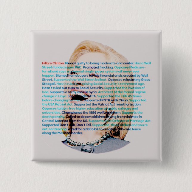 Don't be fooled by Hillary 15 Cm Square Badge (Front)
