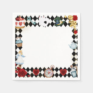 "Don't Be Late" Alice in ONEderland First Birthday Napkin