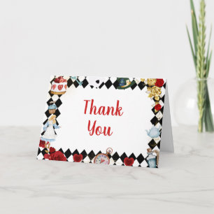 "Don't Be Late" Alice in ONEderland First Birthday Thank You Card