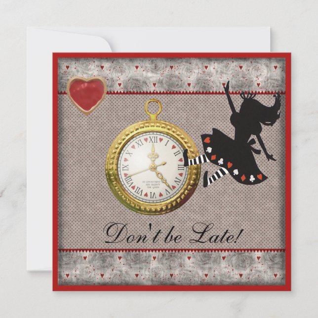 Don't be Late Alice in Wonderland Birthday Party Invitation (Front)