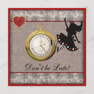 Don't be Late Alice in Wonderland Birthday Party Invitation