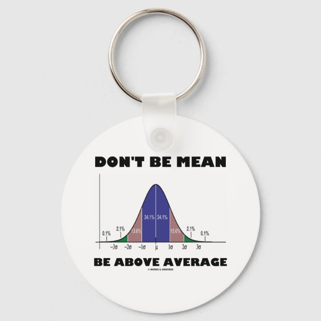 Don't Be Mean Be Above Average (Statistics Humour) Key Ring (Front)