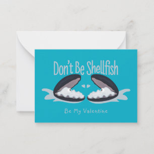 Don't Be Shellfish Oysters Kids Valentine Card