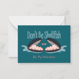 Don't Be Shellfish Oysters Kids Valentine Card