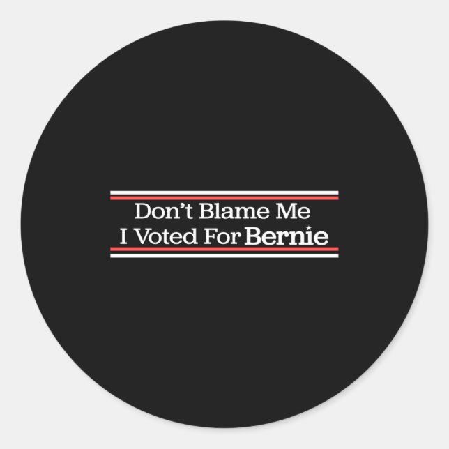 Dont Blame Me I Voted For Bernie Sanders  Classic Round Sticker (Front)