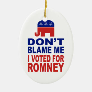 Don't Blame Me I Voted For Romney Ceramic Ornament