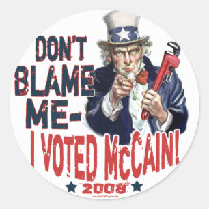 Don't Blame me, I Voted McCain Gear Classic Round Sticker