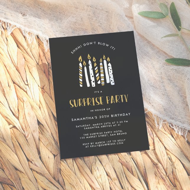 Don't Blow It Gold Glitter Surprise Birthday Party Announcement (Creator Uploaded)