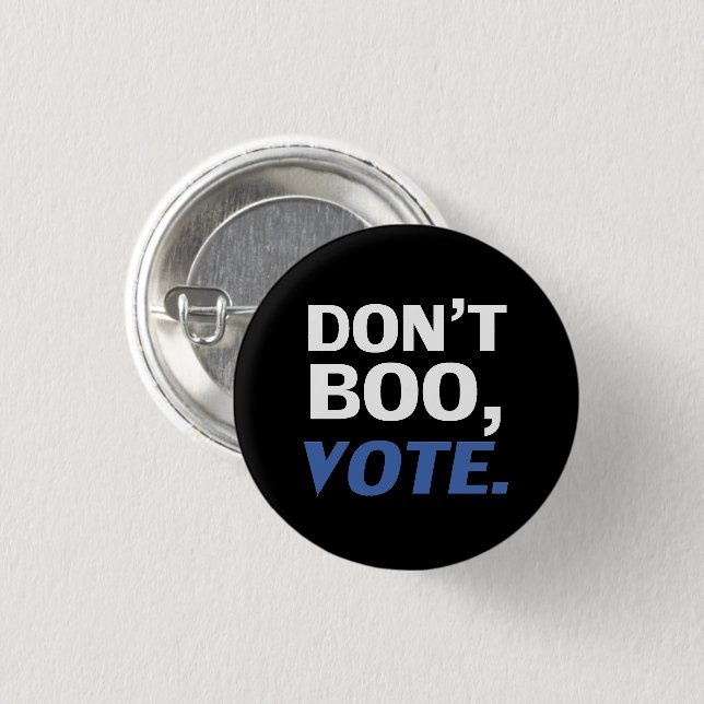 "Don't boo, vote" Halloween, election black blue 3 Cm Round Badge (Front & Back)