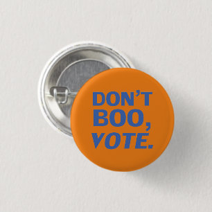 "Don't boo, vote" Halloween, election blue orange 3 Cm Round Badge