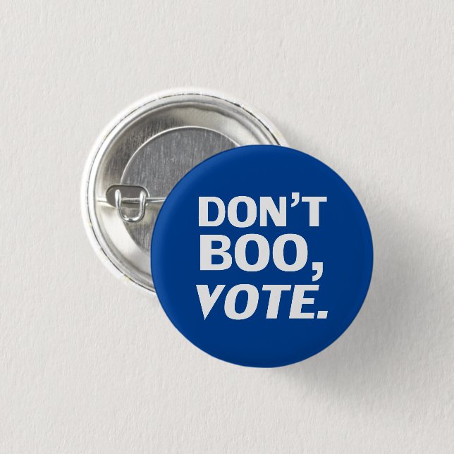 Don't boo vote white blue typography Halloween 3 Cm Round Badge (Front & Back)