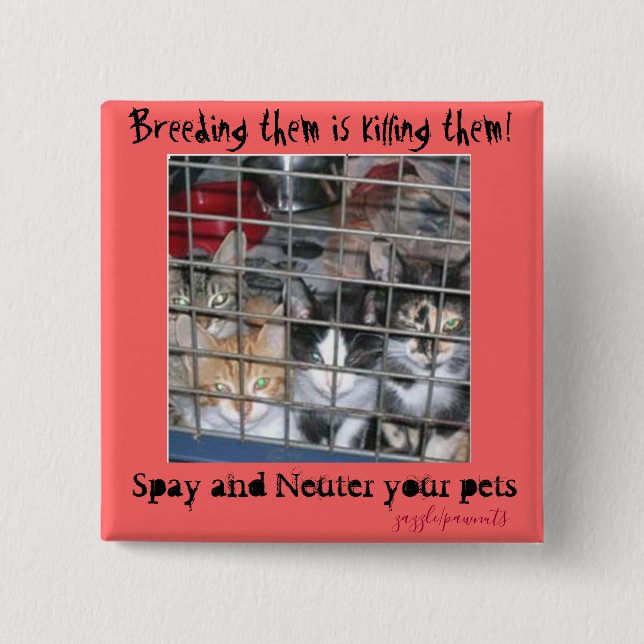 Don't breed pets 15 cm square badge (Front)