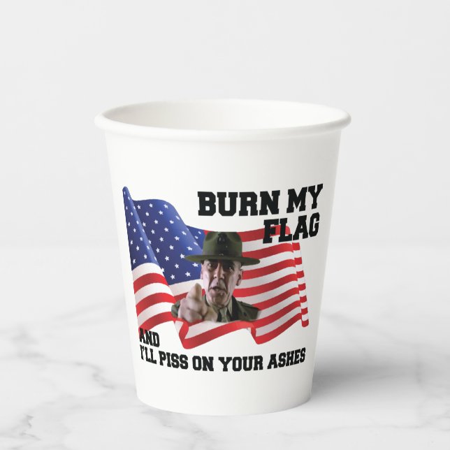 Don't burn my flag paper cups (Front)