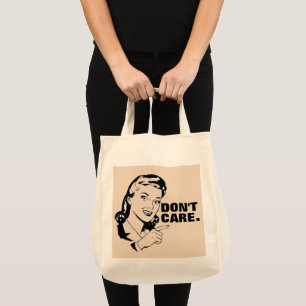 DON'T CARE. FUNNY RETRO HOUSEWIFE TOTE BAG