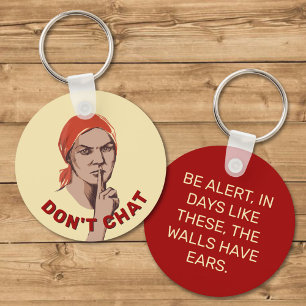 Don't Chat 1941 Soviet Poster with Custom Text Key Ring