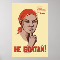 Don't Chat Vintage Soviet Poster