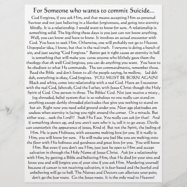 Don't Commit Suicide! Flyer (Front)