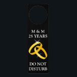 Don't disturb 25th wedding anniversary door hanger<br><div class="desc">Don't disturb 25th wedding anniversary door hanger. Funny wedding ring door hanger for married couples. Two gold wedding rings design with sparkly glimmers. Marriage humour for husband and wife.</div>