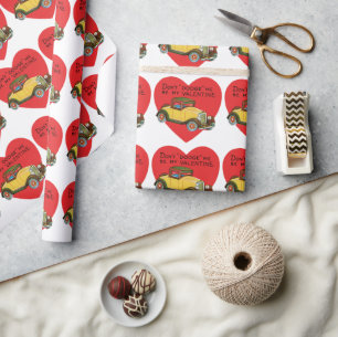 Don't Dodge Me, Be My Valentine! Retro Valentine Wrapping Paper