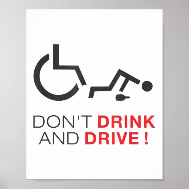 Dont Drink And Drive! Funny Wheelchair Drinking  Poster (Front)