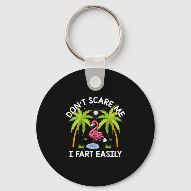 Don't E Me I Fart Easily Funny Flamingo Lover  Key Ring (Front)