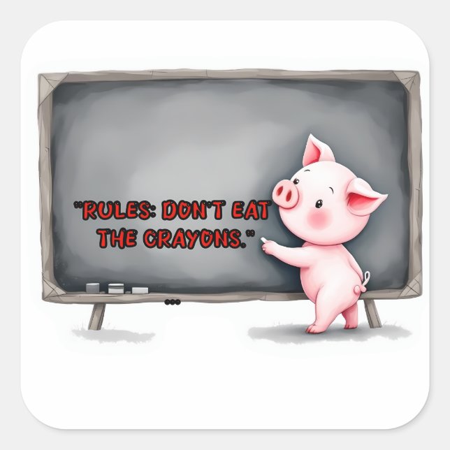 "Don't Eat The Crayons" Pig Classroom Sticker (Front)