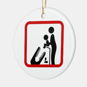 Don't Feed Baby To The Crocodile Zoo Sign Ceramic Tree Decoration
