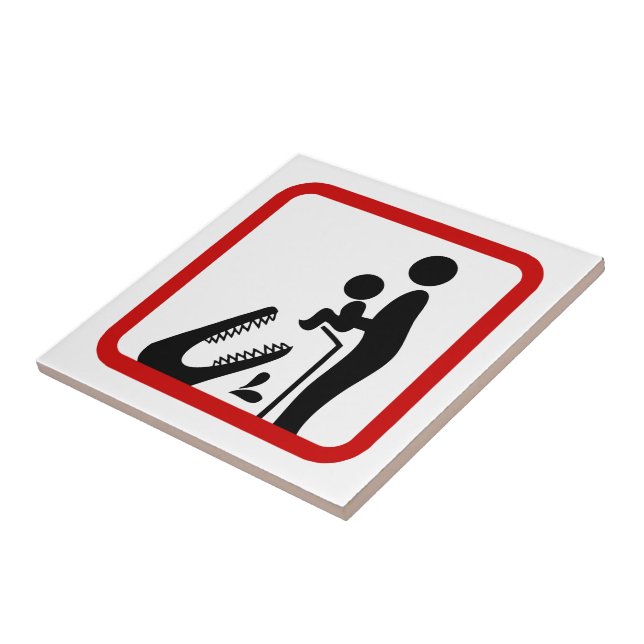 Don't Feed Baby To The Crocodile Zoo Sign Tile (Side)