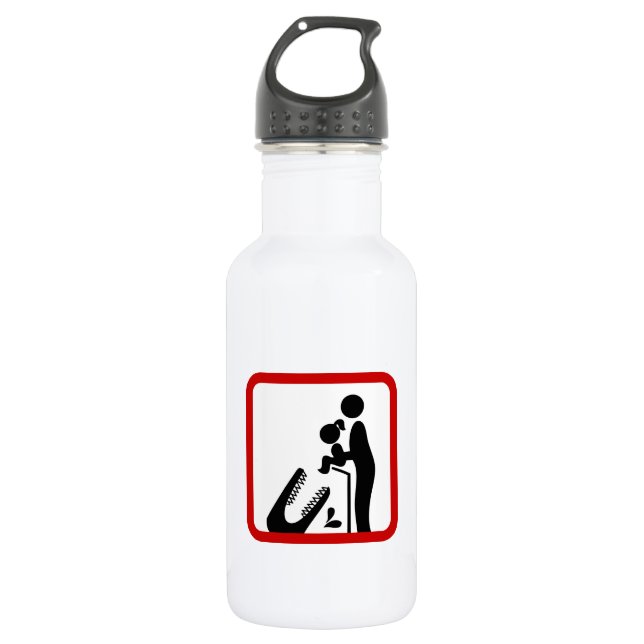 Don't Feed Daughter To The Crocodile Zoo Sign 532 Ml Water Bottle (Front)