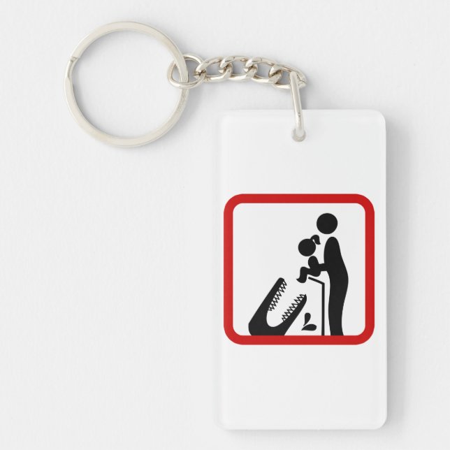 Don't Feed Daughter To The Crocodile Zoo Sign Key Ring (Front)