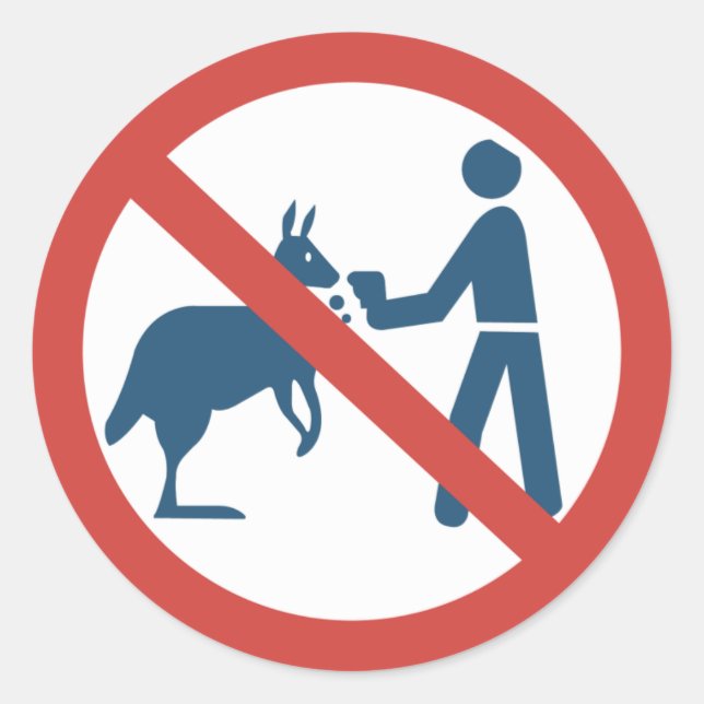 Don't Feed the Kangaroos Sign, Australia Classic Round Sticker (Front)