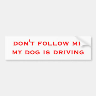 don't follow me my dog is driving bumper sticker