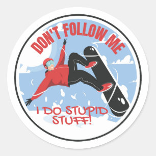 DON'T FOLLOW ME, Snowboarding Classic Round Sticker