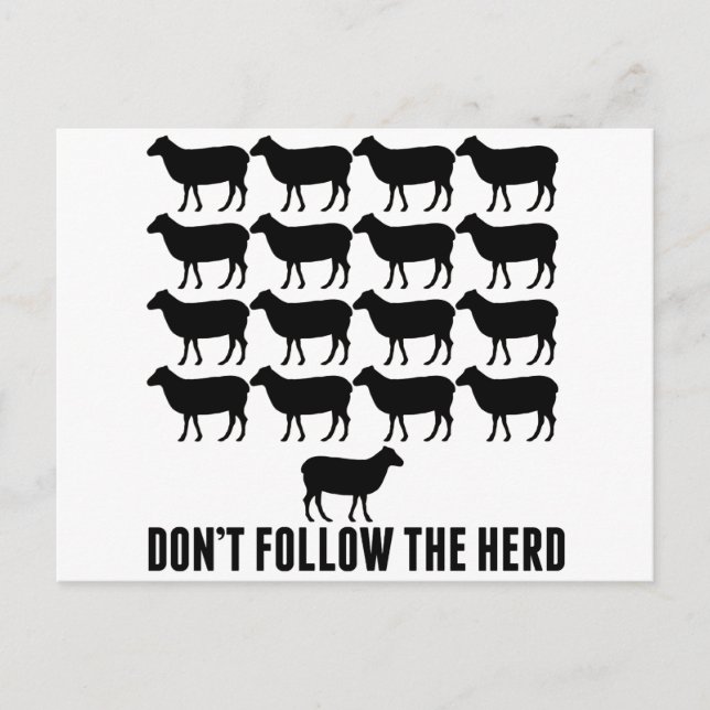 Don't Follow the Herd of Sheep - Be Yourself Postcard (Front)