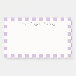 Don't Forget Darling Cute Lavender Check Post-it Notes