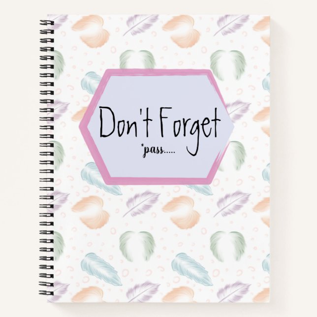 Don't forget | passwords notebook feather pattern (Front)