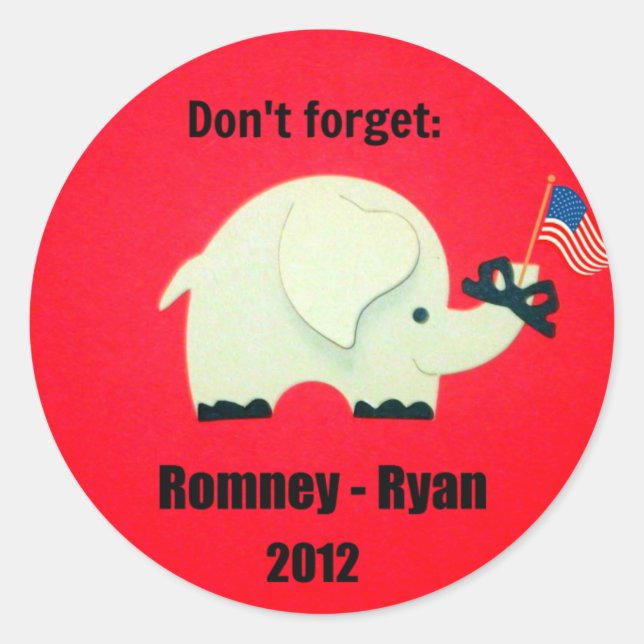 Don't forget: Romney - Ryan 2012 Classic Round Sticker (Front)