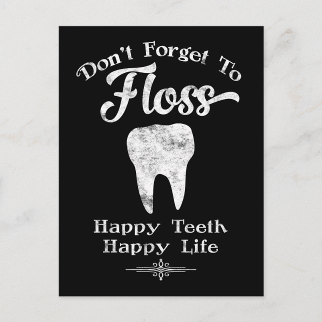 Don't Forget To Floss Chalkboard Postcard (Front)