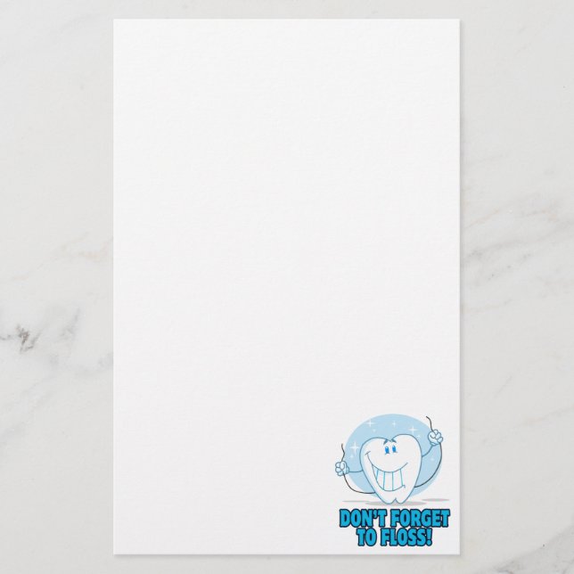 don't forget to floss flossing cartoon tooth stationery (Front)