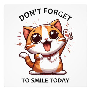 Don't forget to smile today funny Happy Cat Photo Print