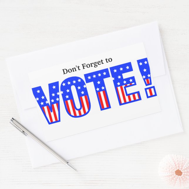 Don't Forget to Vote! Rectangular Sticker (Envelope)