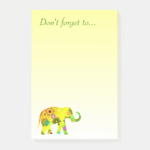 Don't forget to... with beautiful elephant post-it notes
