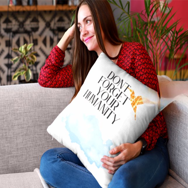 "Don't Forget Your Humanity – Elegant Gold Humming Cushion (Creator Uploaded)
