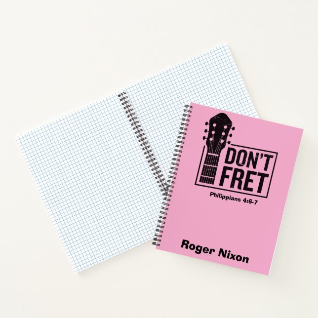 Don't fret (Philippians 4:6-7) Guitar personalised Notebook (Inside)