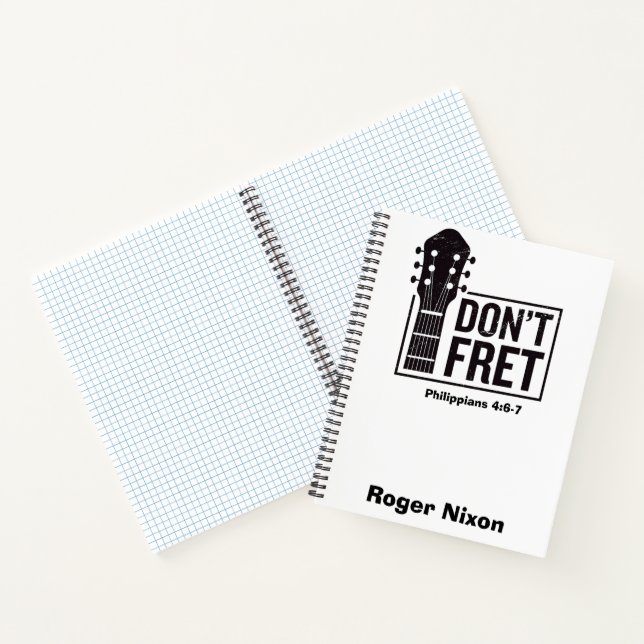 Don't fret (Philippians 4:6-7) Guitar personalised Notebook (Inside)