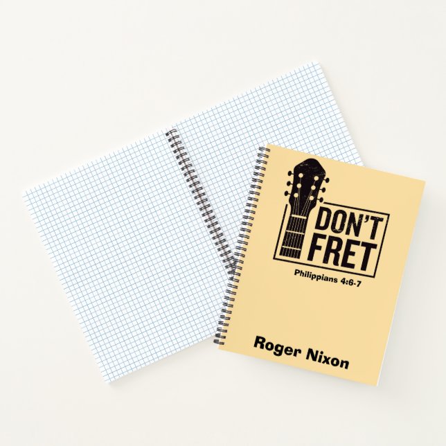 Don't fret (Philippians 4:6-7) Guitar personalised Notebook (Inside)